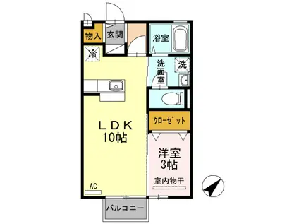 カレッツアK(1LDK/2階)の間取り写真