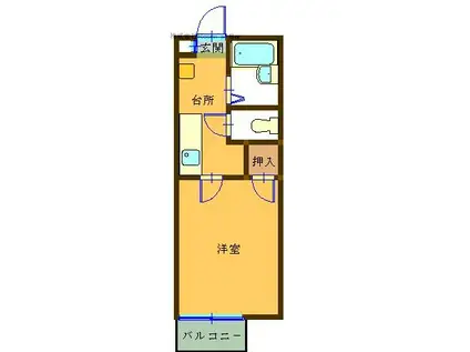 コーポトミー(1K/2階)の間取り写真