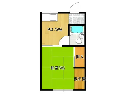 すぴか2(1K/1階)の間取り写真