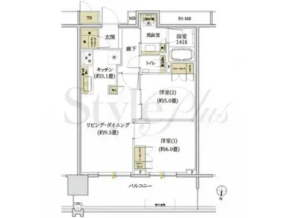 プラウドタワー名古屋錦(2LDK/27階)の間取り写真