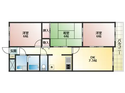 サンルミエール(3LDK/3階)の間取り写真