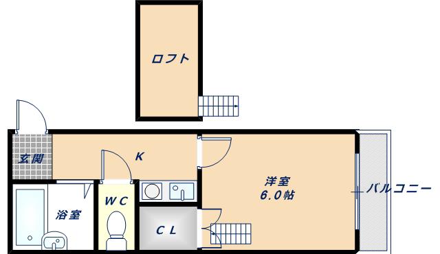 アネモス(1K/2階)の間取り写真