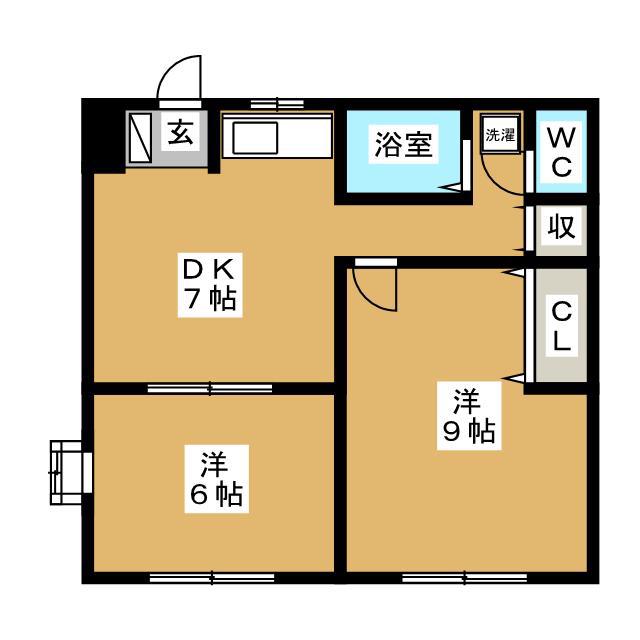 宮内マンション(2DK/1階)の間取り写真