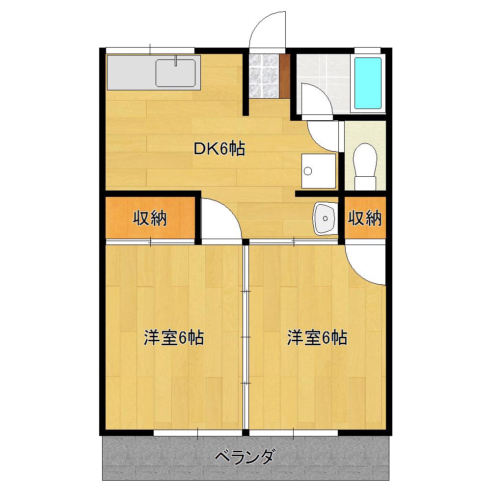 シティハイムくらま(2DK/1階)の間取り写真