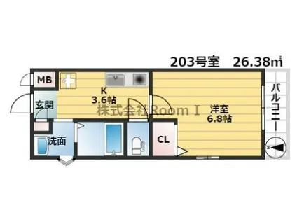 リオンドール京橋 旭化成ヘーベルメゾンHEBEL HAUS(1K/2階)の間取り写真