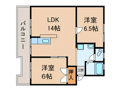 コーポ東3・5号棟(2LDK/3階)の間取り写真