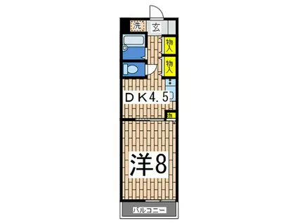 Bルピナス金沢(1DK/1階)の間取り写真