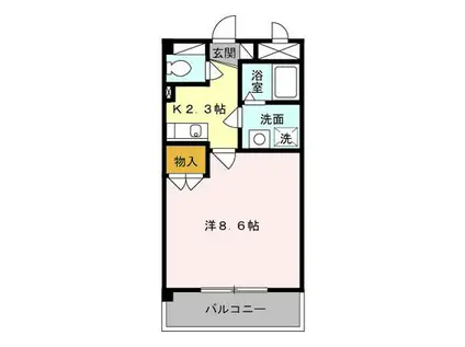 パークサイド島崎(1K/1階)の間取り写真