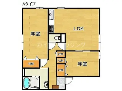 セジュール又巳 C棟(2LDK/1階)の間取り写真