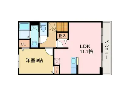 アルバカーサ桜木(1LDK/2階)の間取り写真