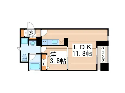 レムナント晩翠(1LDK/8階)の間取り写真