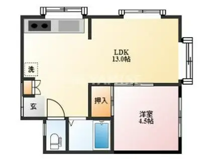 廣崎アパート(1LDK/2階)の間取り写真
