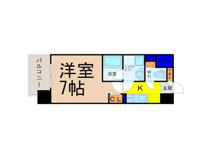 ヴィークブライト名古屋東別院(1K/12階)の間取り写真