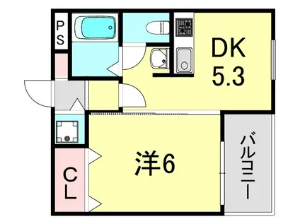 ラフォーレ湊川(1DK/3階)の間取り写真