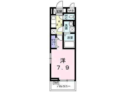 クレアーレ成田II(1K/2階)の間取り写真