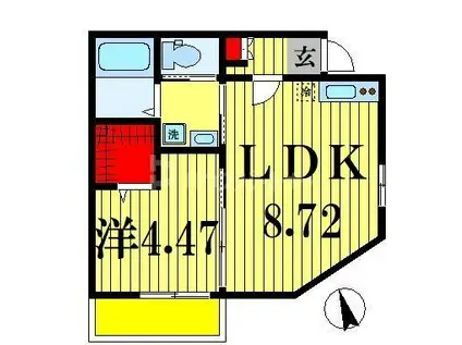 ＪＲ常磐線 馬橋駅 徒歩5分 3階建 築2年(1LDK/3階)の間取り写真