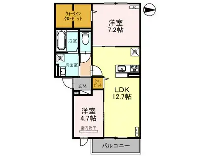 モンターニュ(2LDK/3階)の間取り写真