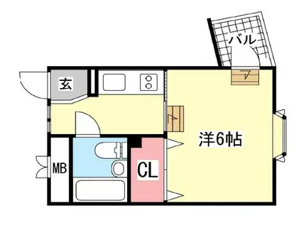 北野ハウス(1K/1階)の間取り写真