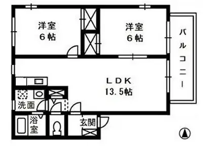 アイリー・ブランチ II(2LDK/2階)の間取り写真