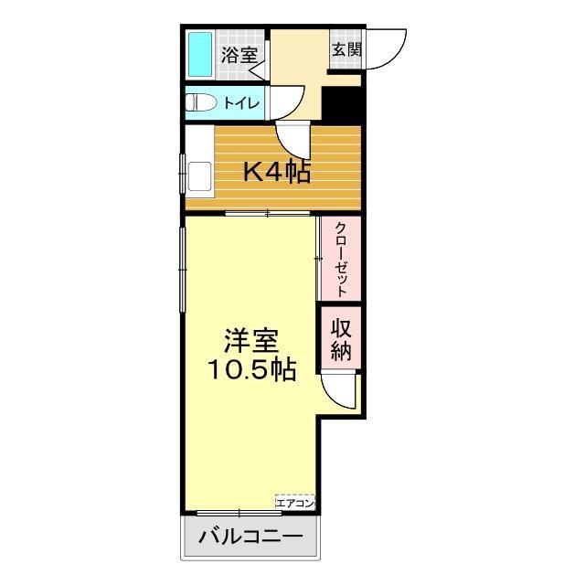 WEALTH新下関(1K/1階)の間取り写真