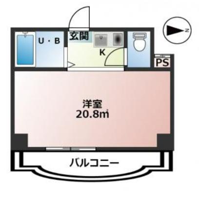三景マンション(ワンルーム/2階)の間取り写真
