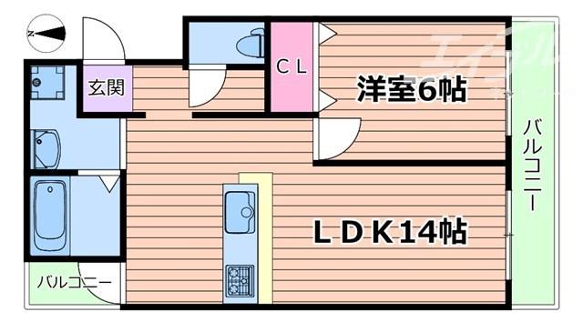 麻田レインボーハイツ(2DK/4階)の間取り写真