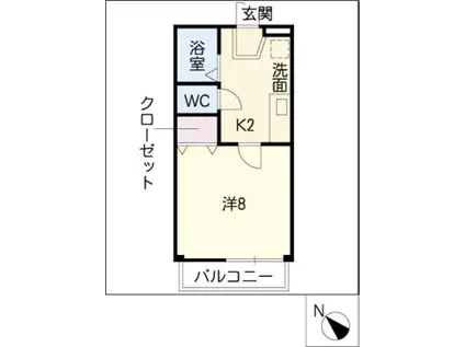 パールマンションII(1K/1階)の間取り写真