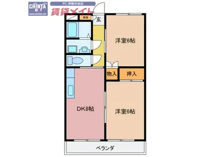 シグナル(2DK/2階)の間取り写真