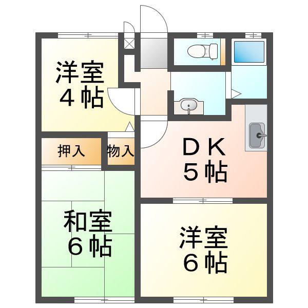 ハイツナカノ(3DK/2階)の間取り写真