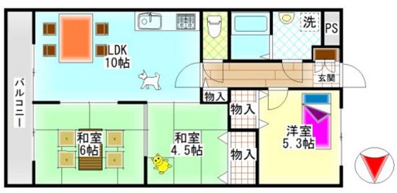 ネクスト倉田 東館(3LDK/6階)の間取り写真