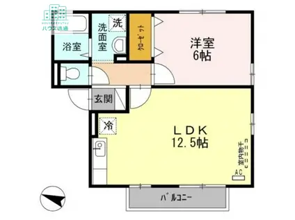 ウィルモア鬼橋B(1LDK/2階)の間取り写真