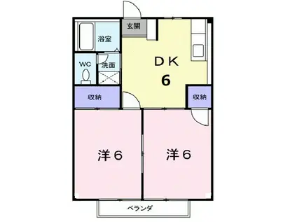 ルミネハイツ(2DK/2階)の間取り写真