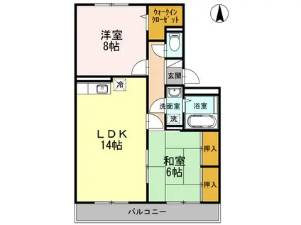 バティール西小森野 A棟(2LDK/3階)の間取り写真