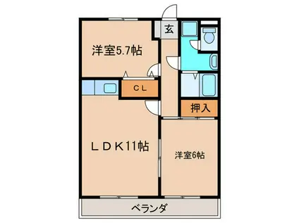 マンションムラテ(2LDK/1階)の間取り写真
