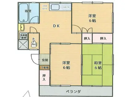 ヴェル・アージュ・ノゼ(3DK/2階)の間取り写真