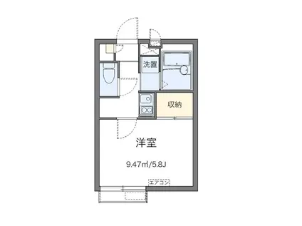 クレスト千寿二号舘(1K/1階)の間取り写真