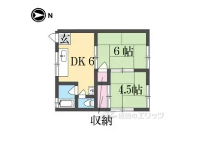 東生駒コーポ(2DK/2階)の間取り写真