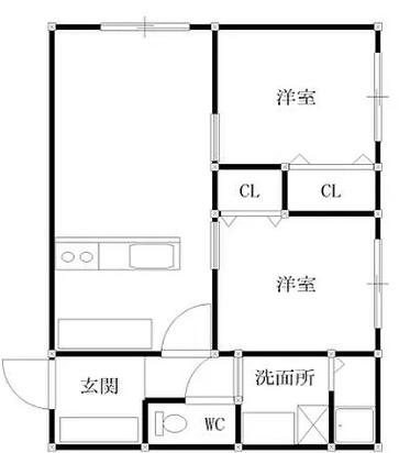組坂ビルNO.8(2LDK/2階)の間取り写真