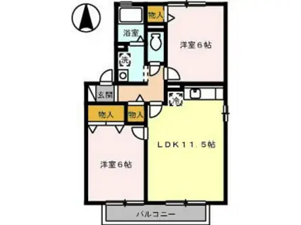 リムーブルヴェルジェII B(2LDK/2階)の間取り写真
