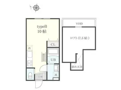 アーリーガーデン横濱山手II(ワンルーム/2階)の間取り写真