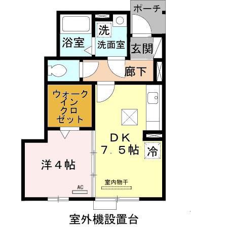 ローズコート明石(1DK/1階)の間取り写真