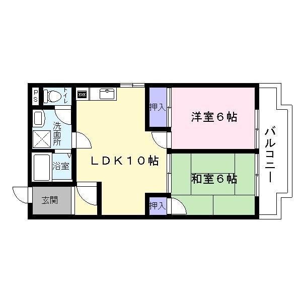 プレステージハイツ(2LDK/4階)の間取り写真