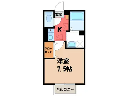 グレイ飯塚(1K/1階)の間取り写真