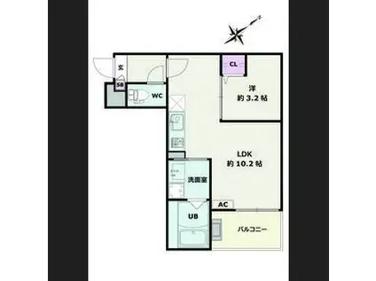 JACK SUNASHINDEN II(1LDK/3階)の間取り写真