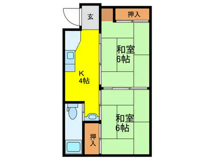 宿院加茂ハイツ(2K/4階)の間取り写真
