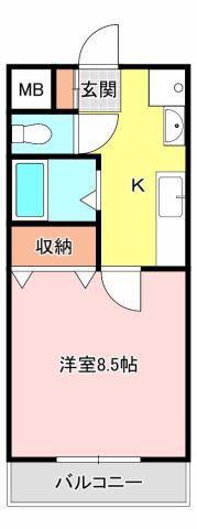 コーンハイツI(1K/2階)の間取り写真