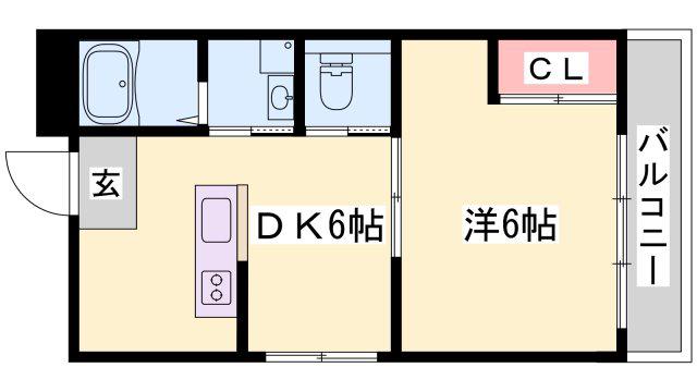 カリヨン三蔵田(1DK/4階)の間取り写真