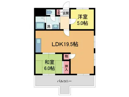 生瀬マンション(2LDK/3階)の間取り写真