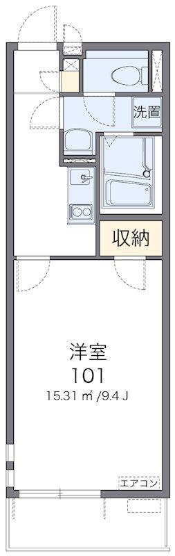 クレイノドミール青梅(1K/3階)の間取り写真