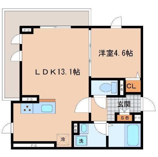 LUANA・AIR・RESIDENCE宮町(1LDK/2階)の間取り写真